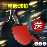 克洛斯威乒乓球拍三星拍直横双拍套装2支装学生训练比赛拍进攻型双拍直横拍双面反胶兵乓球拍 P304-3星 横拍+直拍+3个球1拍包