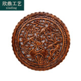 沃皓（wohao）新品东阳木雕挂件圆形镂空雕刻工艺壁饰家居客厅酒店壁画 荷花金鱼