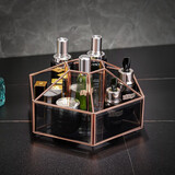 KAMAN 玻璃化妆品收纳盒轻奢防尘桌面梳妆台护肤品置物架送老婆520礼物 六边形旋转