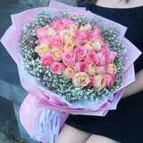 馨长存鲜花速递玫瑰花向日葵花束送女友生日表白礼物全国同城配送 33朵混搭玫瑰花束