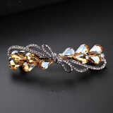 玲川妈妈发夹女后脑勺夹子头饰顶夹一字弹簧夹大号横夹马尾夹水钻发卡 10颗水晶香槟色