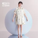红豆（Hodo）凉感棉睡衣女夏季短袖睡裙甜美可爱印花少女休闲外穿家居服 米白（蜜橘女孩） 170