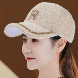抖芊 帽子女士秋冬季新款棒球帽女洋气减龄鸭舌帽女冬天减龄保暖 米色