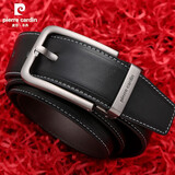 皮尔卡丹2025年男士本命年红皮带男针扣腰带蛇年鸿运裤带七夕情人节礼物 黑色