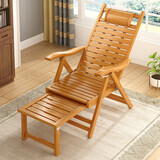 躺椅阳台家用休闲摇摇椅大人户外午休竹摇椅老人成年人专用摇摇椅藤椅懒人庭院折叠椅逍遥椅竹椅子 原色宽片加长升级款【赠送冬季厚垫】