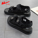 回力（Warrior）回力凉鞋女款新款夏季小香风平底沙滩拖鞋运动休闲女鞋夏天 黑色 40