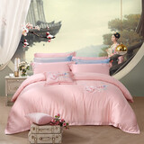 富安娜家纺 天丝四件套丝滑莱赛尔夏季床上用品贡缎床单被套 60支素绣天丝凉感-梦蝶 1.5米 床单款 （被套203*229cm）