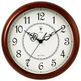 北极星（POLARIS）挂钟 欧式实木客厅时尚创意时钟简约现代田园挂表装饰挂墙15英寸石英钟表 9060环形