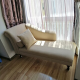欧诗雅沐美式布艺贵妃椅小户型客厅休闲贵妃榻欧式卧室贵妃沙发躺椅美人榻 米白色/左贵妃