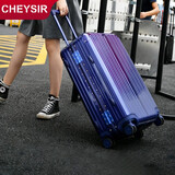 纯奢高颜值铝框拉杆箱行李箱旅行箱登机箱双隔板万向轮男女学生箱子 TSA密码锁·抗压铝框·优雅蓝 22英寸 【托运箱3-7天】