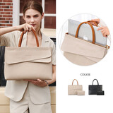 apirily电脑包手提适用苹果macbook华硕戴尔保护大容量女士公文笔记本包 卡其色【中号】13-14英寸 【NP包】套餐配【同款收纳包】