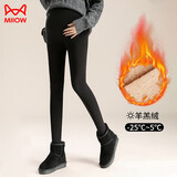猫人（MiiOW）孕妇裤打底裤加绒加厚冬季保暖大码托腹裤子外穿棉裤冬款 黑色XXL