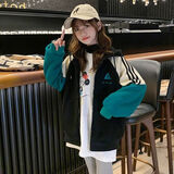 小小不同女童加绒卫衣外套秋冬中大童上衣女孩子穿的外套中大童洋气连帽 黑绿色(冬季加绒) 160