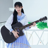 蓝之吉（LANZHIJI）单板41寸民谣木吉他初学者学生新手专用男女生入门亮光吉它乐器琴 41英寸 初学吉他-黑色