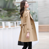楚馨风衣女中长款2026春秋季新款女装时尚英伦气质女士休闲修身外套女 卡其色 M