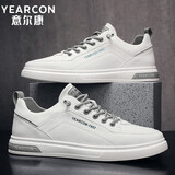 意尔康男鞋秋冬新款百搭鞋子男休闲鞋运动舒适板鞋男士一脚蹬皮鞋小白鞋 米白E53304326 建议拍大一码 41 运动鞋尺码