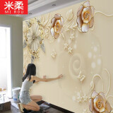 米柔  凹凸水晶无缝 电视背景墙 珠宝首饰玫瑰花 立体卧室壁画 丝绸布 5D【无缝】凹凸立体丝绸布/平方