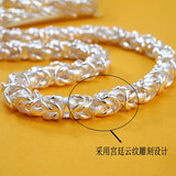 夏豹 999龙头项链男士时尚嘻哈潮霸气链子足银龙骨链银饰男友礼物 约6.5毫米粗 约40克 长约51厘米