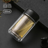 明霞 加厚双层玻璃杯防漏便携男女士小容量迷你水杯茶水分离泡茶杯子 【小巧耐高温】黑色150ml