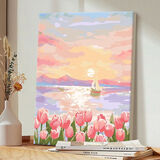 铂呐苓 数字油画风景DIY玫瑰花卉手工画儿童填色治愈解压客厅油彩装饰画 【日出郁金香】40*50CM带内框