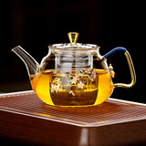 鑫璟仁景泰蓝纯手工耐高温玻璃泡茶壶茶水分离电陶炉茶壶煮茶器茶具套装 一鹿相随熙雅壶（600ml)
