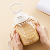 乐扣乐扣大容量运动水杯大肚杯便携吸管杯子儿童水壶户外塑料杯1.2L白色