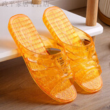 润华年水晶果冻凉拖鞋女夏季浴室洗澡防滑居家室外凉拖鞋女休闲 很便宜[是一双装]橙色拖鞋 37