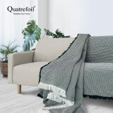 quatrefoil 沙发巾沙发盖布沙发套罩全包沙发盖巾盖毯180*300cm绿白华夫格