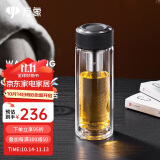 万象（WANXIANG）玻璃杯商务办公泡茶杯双层高硼硅材质大容量带滤网水杯