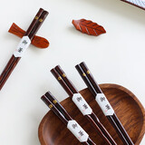 川岛屋日式樱花筷子家用实木高档家庭用快子木质网红防滑筷子套装