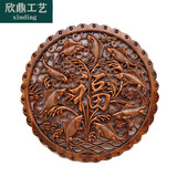 沃皓（wohao）新品东阳木雕挂件圆形镂空雕刻工艺壁饰家居客厅酒店壁画 九鱼福