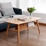 竹艺匠北欧茶几简约现代客厅茶桌欧式实木创意小户型楠竹小桌子茶机家用 原色100*50*50双层茶几组装