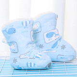 越贝乐 新生婴儿长筒棉鞋秋冬季加厚系带不掉鞋宝宝加绒步前包裤脚袜套 蓝色小鲸鱼 加绒 11.5 内长11.5cm 建议0-7个月