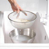 川岛屋不锈钢洗菜盆沥水篮漏筛厨房家用洗米淘米和面盆双层菜篮子水果盘 24cm网篮