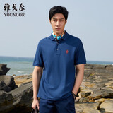 雅戈尔（YOUNGOR）短袖POLO衫男翻领扁机领长绒棉水柔棉柔软亲肤POLO衫 YSPC520078FCB藏青 S