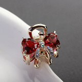 万宝资小号精致合金抓夹优雅迷你水钻蝴蝶结刘海夹水晶发夹发抓韩版发饰 红色