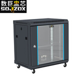 数巨盅芯12u弱电路由器配线架ups交换机音响功放机柜 W2.6412  宽600深450高638前玻璃门