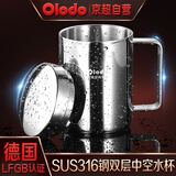 欧乐多（Olodo）316不锈钢水杯保温杯儿童水杯带盖大号保温茶杯防烫咖啡杯保冷杯 316带盖双层水杯400ml