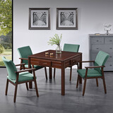 卡艺拉【卡艺拉送货上楼上门安装】家用实木折叠麻将机电动可带餐桌茶几 K5绿扶手椅五件套-过山车款