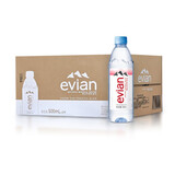 依云（evian）天然矿泉水法国进口弱碱性水玻璃瓶整箱饮用水小瓶 500mL*24瓶/箱【中文版】