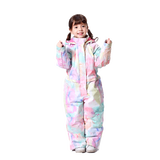 牧途雪（MUTUSNOW） 宝宝儿童连体滑雪服防水防风保暖滑雪衣裤东北装备 儿童连体花色 儿童连体粉水彩 XL (140)