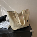 酷达妮帆布包女新款手提包时尚外出大容量大学生通勤包手提袋子 卡其色