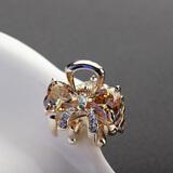 万宝资小号精致合金抓夹优雅迷你水钻蝴蝶结刘海夹水晶发夹发抓韩版发饰 香槟色