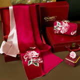 杭丝路苏绣真丝丝巾女桑蚕丝围巾包包礼盒披肩生日送妈妈高档节日礼物