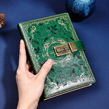 勤得利密码本带锁的日记本女生秘密笔记本男孩简约文艺复古少女心笔记本子高级精致大学生创意记事本定制 云杉绿