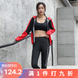 SUGARAPPLE 暴汗服女 套装跑步健身瑜伽服收腹发汗裤运动爆汗衣 红色上衣 2XL
