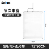Selens /喜乐仕摄影黑白旗板框四色柔光屏旗板布影视拍摄拍照减光吸光不锈钢反光板柔光布框架套装支架 【75*90cm】旗板框+柔光布
