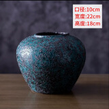 景德镇陶瓷花瓶摆件客厅插花落地高级感种花盆大复古陶罐水养中式 绿斑驳小号（不含花）可水培