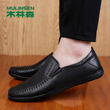 木林森（MULINSEN）男鞋商务休闲套脚软底爸爸鞋 40码 黑色 21811058