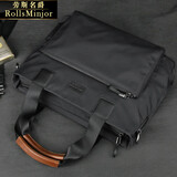 劳斯名爵（RollsMinjor）商务公文包男手提包休闲出差手拎包尼龙牛津布电脑包时尚男包 黑色 中包 41*28*8cm 14英寸